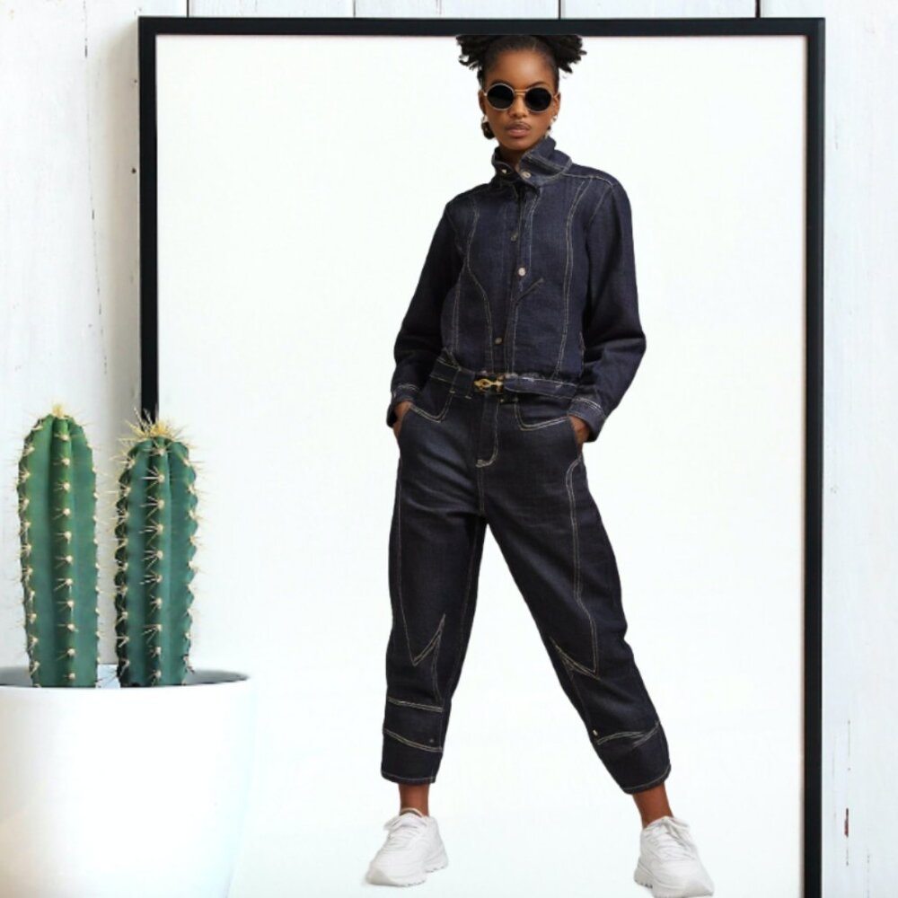 Fine Culture Ebony V6, Urban Street Wear Black Baggies Jean, Size Medium - Picture 4 of 12
